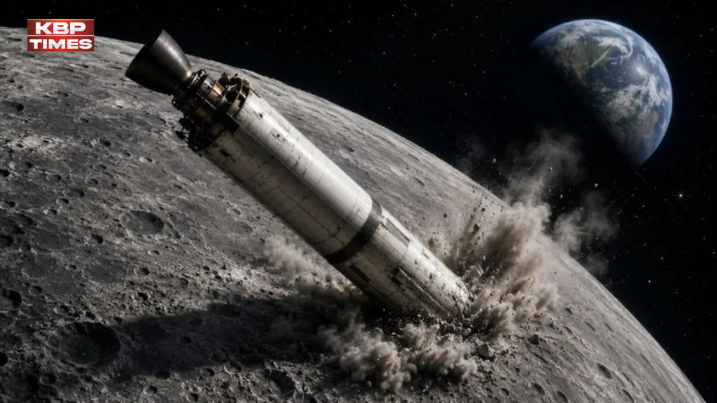 Space rocket touch moon